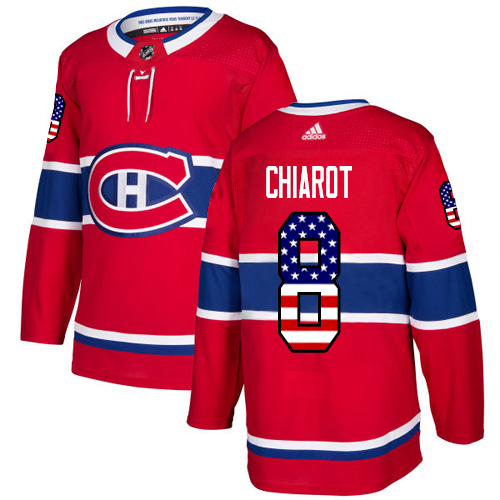 Adidas Montreal Canadiens 8 Ben Chiarot Red Home Authentic USA Flag Stitched Youth NHL Jersey